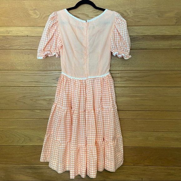 Vintage 1950s gingham orange and white rick rack trim square dancing dress - Picture 6 of 7